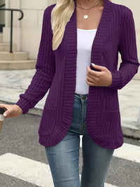New fashion women's solid color casual pit stripe brushed cardigan jacket