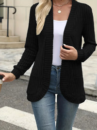 New fashion women's solid color casual pit stripe brushed cardigan jacket