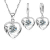 925 Sterling Silver Heart Necklace & Earrings Set