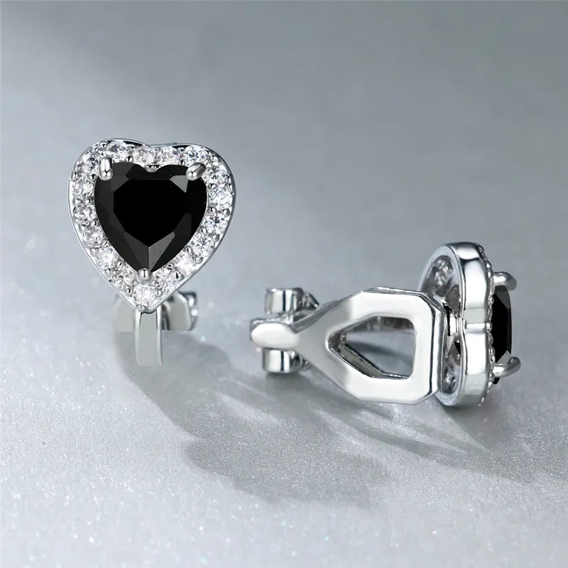 Female Cute Small Clip Earrings White Zircon Round Stone Earrings For Women Vintage Silver Color Crystal Jewelry Bridal Earrings