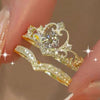 Fairy Crystal Crown Rings Set — Adjustable Silvery 2PCS