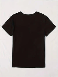 Short Sleeve Crown Letter Print Crew Neck T-Shirt for Spring & Summer Casual Women's Clothing