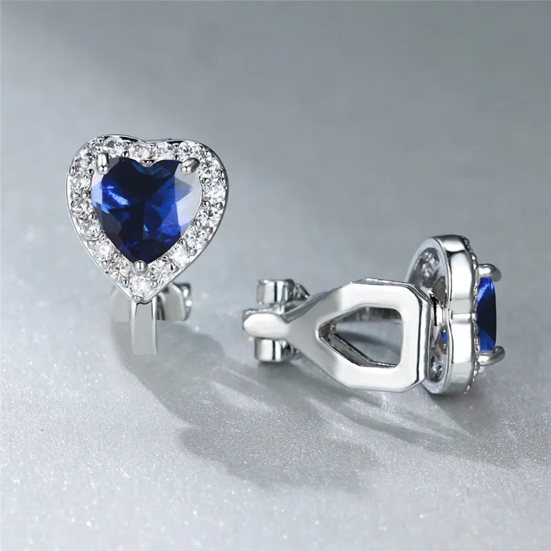 Female Cute Small Clip Earrings White Zircon Round Stone Earrings For Women Vintage Silver Color Crystal Jewelry Bridal Earrings