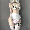 Anime Cow Cosplay Costume Maid Outfits Women Lingerie Kawaii Girls Lolita Bra and Panty Set Stockings