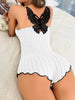 Women's Suspenders Lace Trim And Bow Design Pajamas Sleeveless V-Neck Pajamas Set Sleepwear Suit Sexy Solid Home Clothes Summer