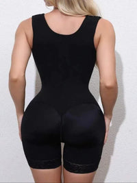 Women's Lace-Trimmed Shapewear Bodysuit - Tummy Control Corset with Adjustable Straps & Zipper, Black, Comfortable